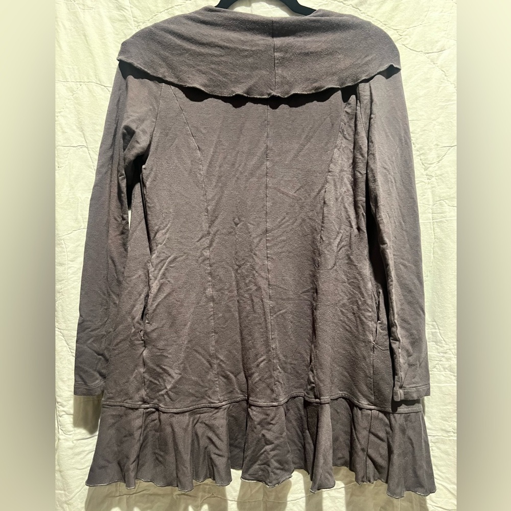 Mystree Gray Ruffled Cardigan Sz: Large - Picture 5 of 8